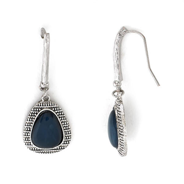 Ruby Rd. Silver-Tone & Blue Cabochon Pear Drop Earrings - image 