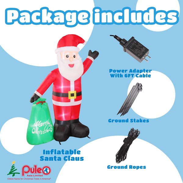 Puleo International 8ft. Lighted Blow-Up Inflatable Santa Claus