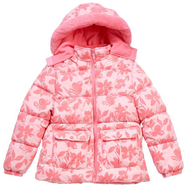 Girls (7-16) Pink Platinum(R) Flocked Floral Puffer Coat - Pink - image 