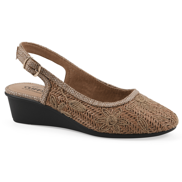 Womens Cliffs by White Mountain Boris Wedge Slingback Heels -Wide - image 