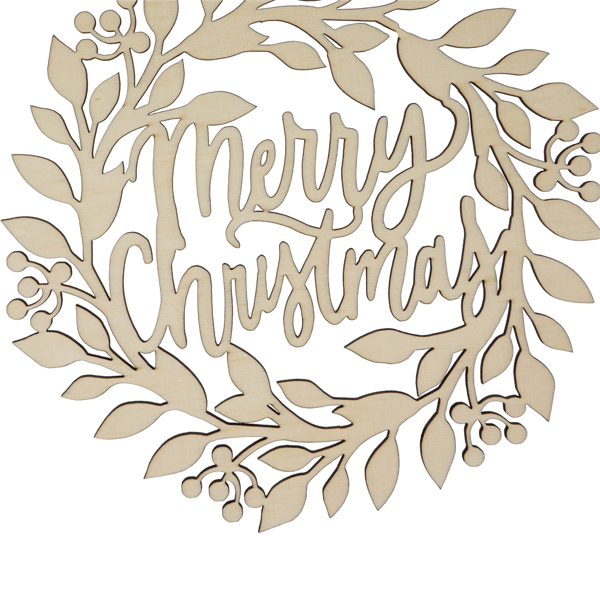 Northlight 8in. Natural "Merry Christmas" Wooden Wreath Ornament