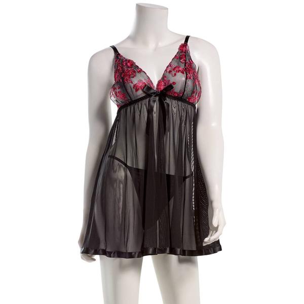 Womens Spree Intimates Floral Lace & Mesh Babydoll 22281A