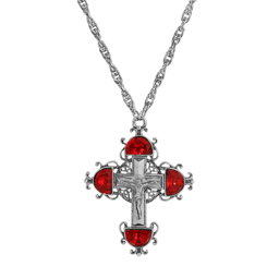 Symbols of Faith Silver Tone Cross Color Crystal Necklace
