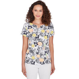 Womens Hearts of Palm Printed Essentials Tropical Mix Top