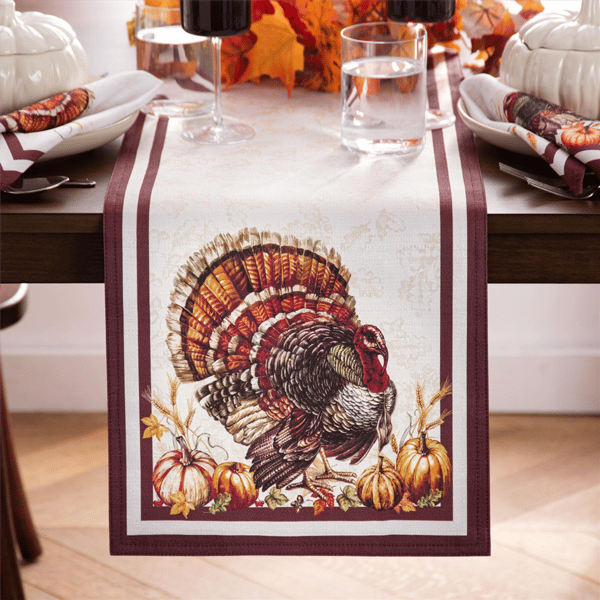 Threadmade Autumn Heritage Turkey Engineered Table Runner