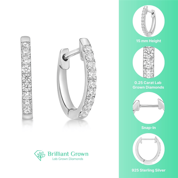 Brilliant Grown 1/4ctw. Lab-Grown Diamond Hoop Earrings