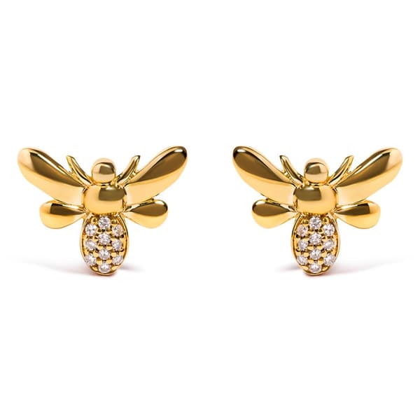 Haus of Brilliance 10kt. Gold Diamond Bumble Bee Stud Earrings