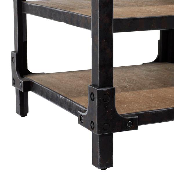 9th & Pike® Brown Wood Industrial-Inspired Accent Table