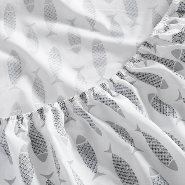 Nautica Woodblock Fish Cotton Percale Sheet Set