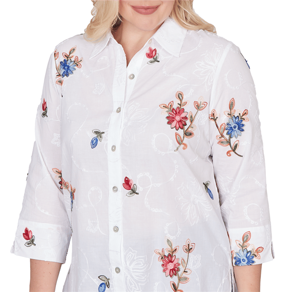 Petite Alfred Dunner The Royal Treatment Floral Button Blouse