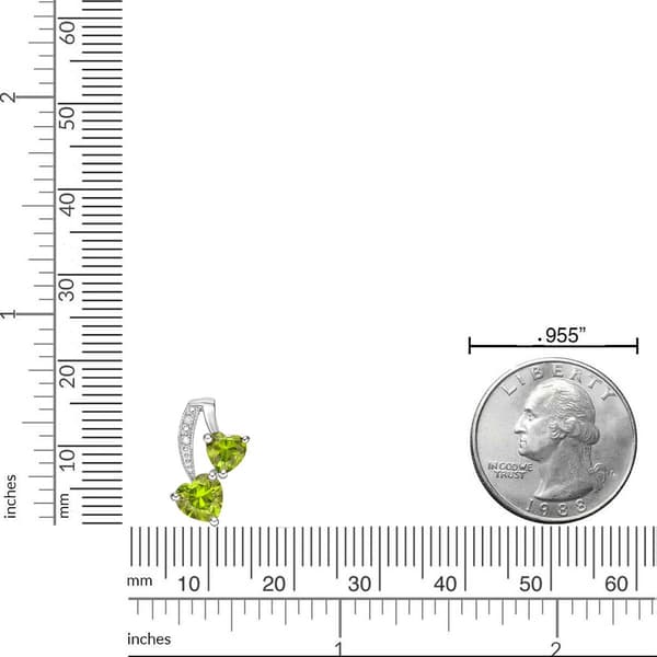 Gemminded Sterling Silver 5mm Double Heart Peridot Pendant
