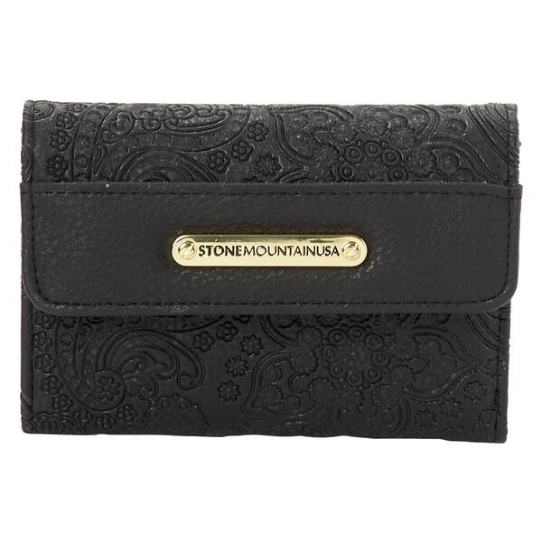 Womens Stone Mountain Leather Embossed Paisley Trifold Wallet - image 