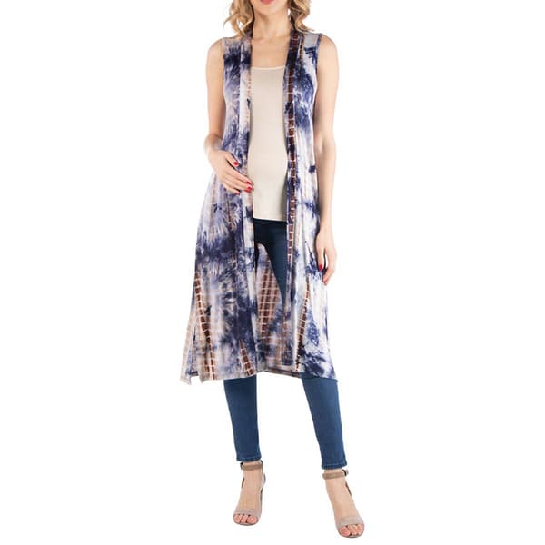 Plus Size 24/7 Comfort Apparel Long Tie Dye Maternity Cardigan - image 