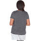 Womens Alfred Dunner Classics Neutral Short Sleeve Stripe Tee - image 2