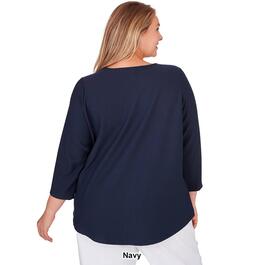 Plus Size Ruby Rd. Blue Horizon Knit Cable Stripe Tee