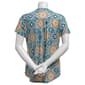 Womens Notations Short Sleeve Textured Medallion Pleated Blouse - image 2