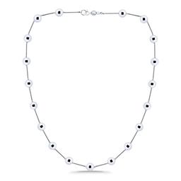 Designs by FMC Sterling Silver 8mm Polish Bead Stations Necklace