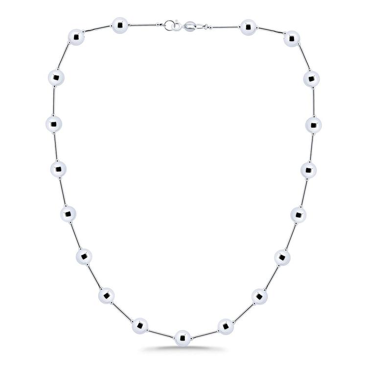 Designs by FMC Sterling Silver 8mm Polish Bead Stations Necklace