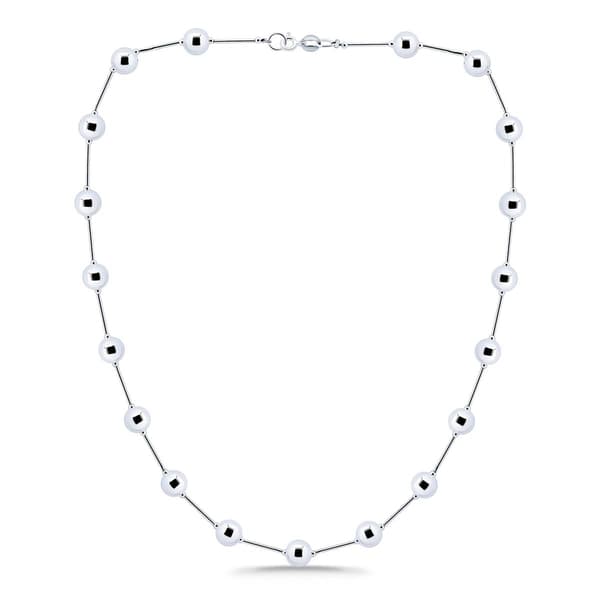 Designs by FMC Sterling Silver 8mm Polish Bead Stations Necklace