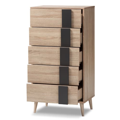 Baxton Studio Lisen 5 Drawer Chest