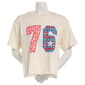 Juniors Hybrid 76 Ditsy Plaid Raw Hem Tee - image 1