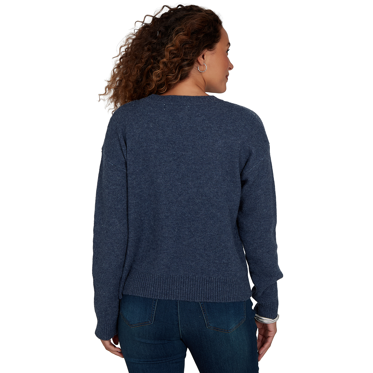Womens Skye’s the Limit Icy Blue Sparkle Paisley Sweater