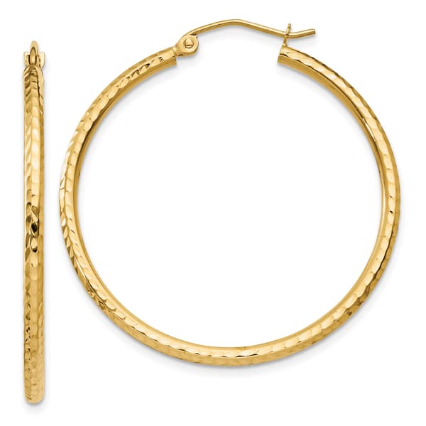 Gold Classics&#40;tm&#41; 14kt. Gold 35mm Tube Hoop Earrings - image 