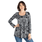 Womens 24/7 Comfort Apparel Black Paisley Tunic Blouse - image 1