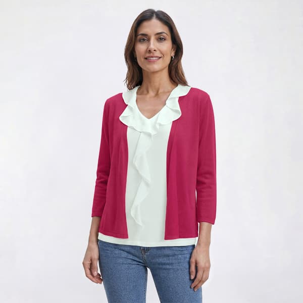 Petite Kasper Long Sleeve Open Front A-Line Cardigan - image 