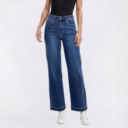 Womens Bleu Denim Wide Leg Denim Jeans