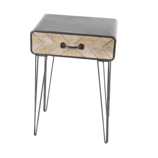 9th & Pike® Black Metal and Wood Modern Accent Table