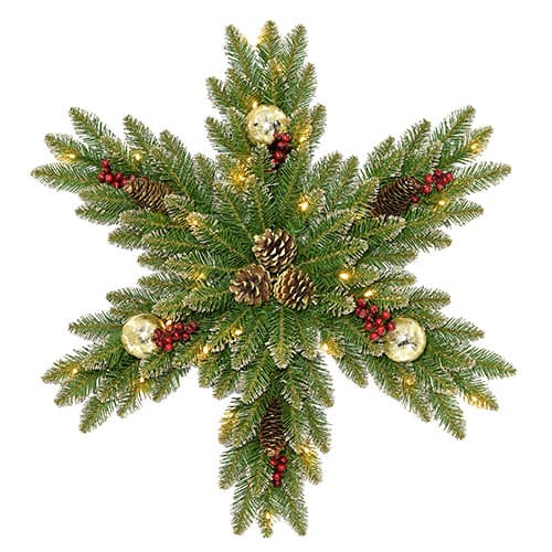 National Tree Battery Operated Dunhill(R) Fir Snowflake Wreath - image 