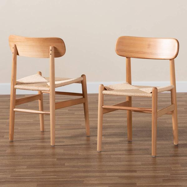 Baxton Studio Raheem Brown Hemp & Wooden 2pc. Dining Chair Set