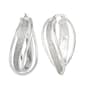 Ellen Tracy Sterling Silver Glitter Twisted Hoop Earrings - image 1
