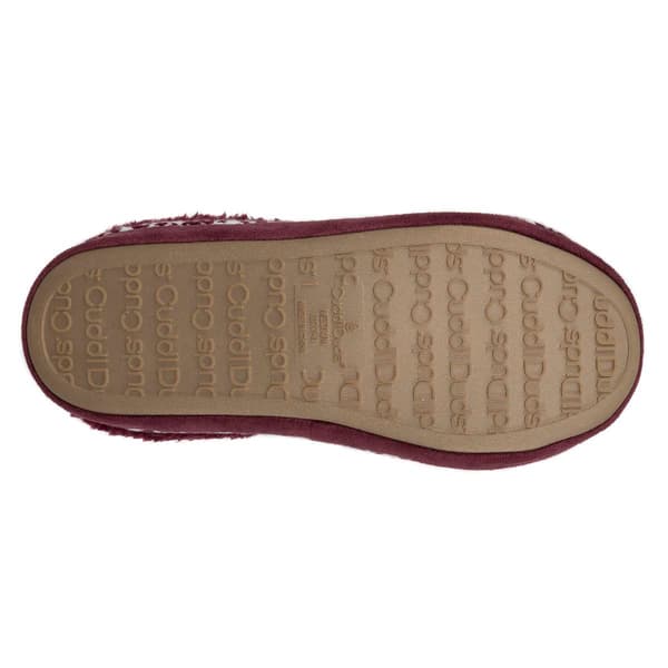 Womens Cuddl Duds® Fair Isle Faux Fur Collar Knit Clog Slippers
