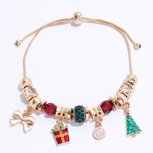 Gold-Tone Present/Bow/Christmas Tree Charm Bracelet - image 