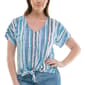 Petite Zac & Rachel Short Sleeve Stripe Button Front Blouse - image 2