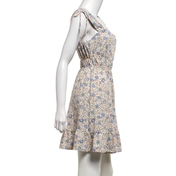 Juniors Wallflower Floral Tie Shoulder Smock Waist Ruffle Dress