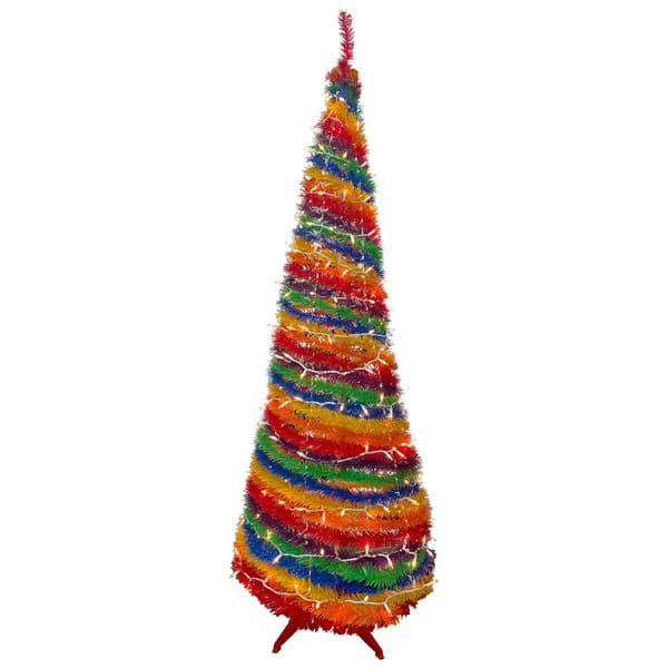 Northlight Seasonal 6ft. Pre-Lit Rainbow Tinsel Christmas Tree