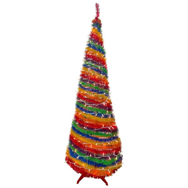Northlight Seasonal 6ft. Pre-Lit Rainbow Tinsel Christmas Tree - image 