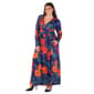 Plus Size 24/7 Comfort Apparel Navy Floral Side Slit Maxi Dress - image 3