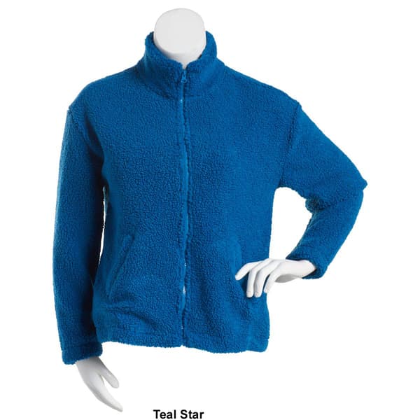 Petites Erika Zip Front Mock Sherpa Jacket