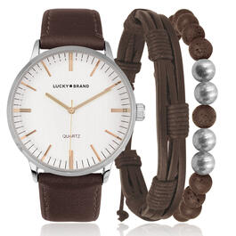 Mens Lucky Brand Brown Genuine Leather Watch Set - LB1639BRN
