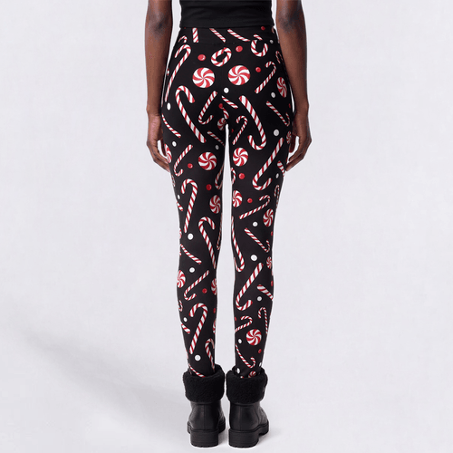 Womens Runway Ready Christmas Candy Cane Leggings