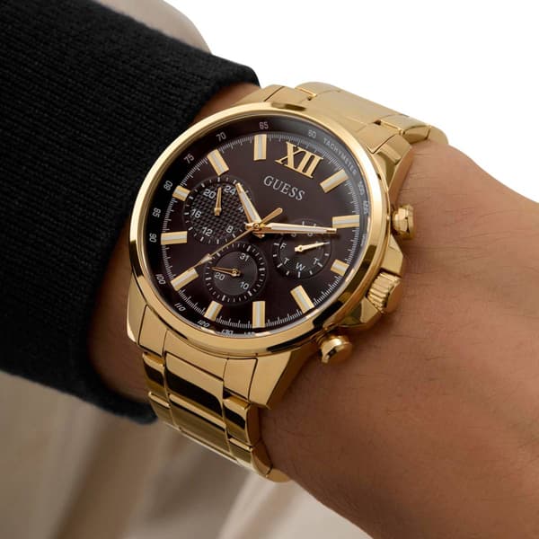 Mens GUESS Gold Tone Multi-Function Watch - GW0900G3
