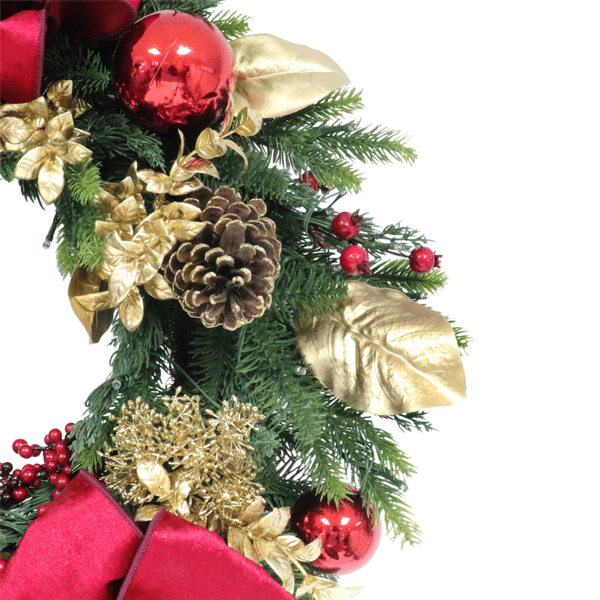 Puleo Internatioanl Pre-Lit Red & Gold Adorned Christmas Wreath