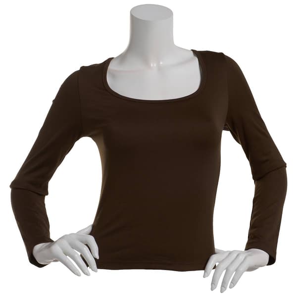 Juniors Cotton Candy Long Sleeve Butter Soft Square Neck Tee - image 