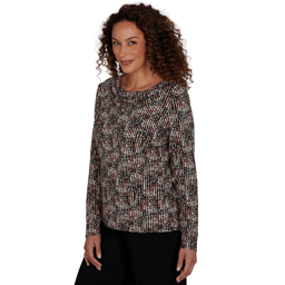 Womens Emaline Soiree Long Sleeve Drape Neck Abstract Blouse