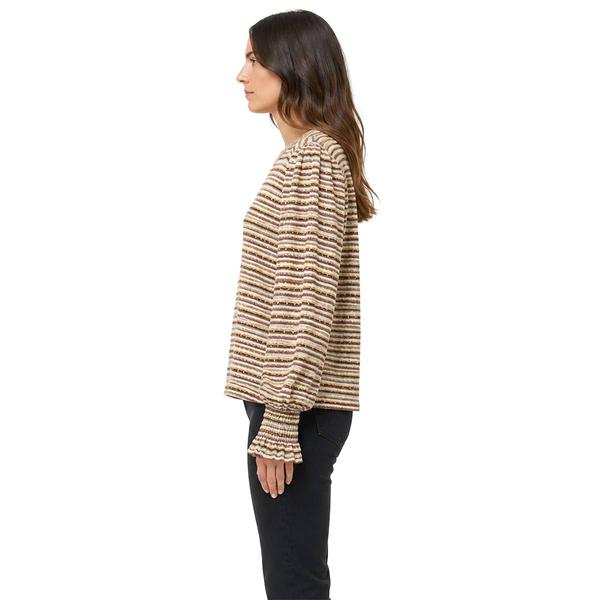 Petite Zac & Rachel Long Sleeve Smocked Sleeve Stripe Sweater