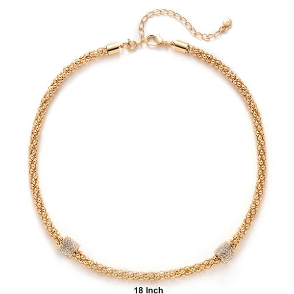 Wearable Art Gold-Tone Popcorn Chain Necklace with Beads